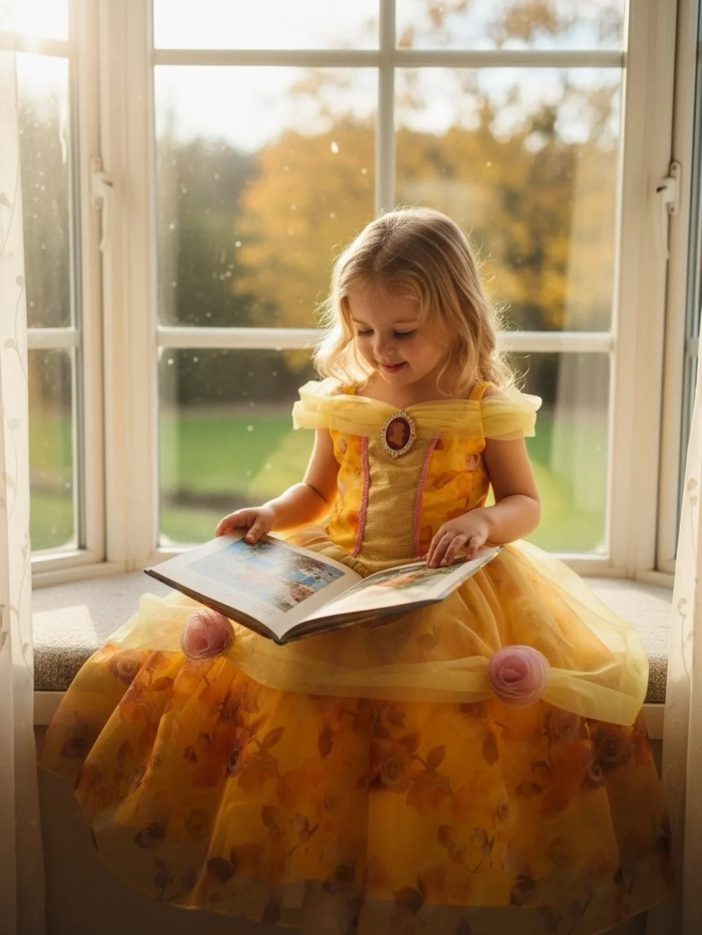 Disney Belle Costume Dress Yellow Ball Gown Beauty and the Beast Princess Sz 2